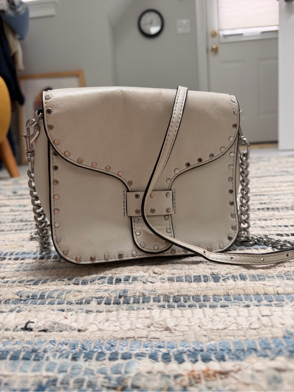 Rebecca Minkoff White Studded Chain-Strap Crossbody Bag
